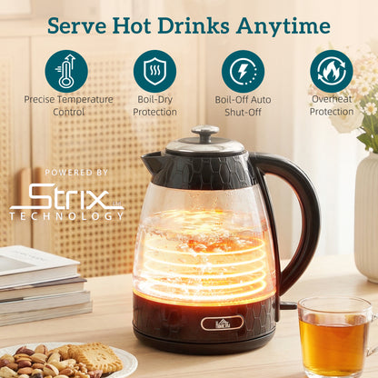 Kettle and Toaster Set with Strix Thermostat, Crumb Tray, Black