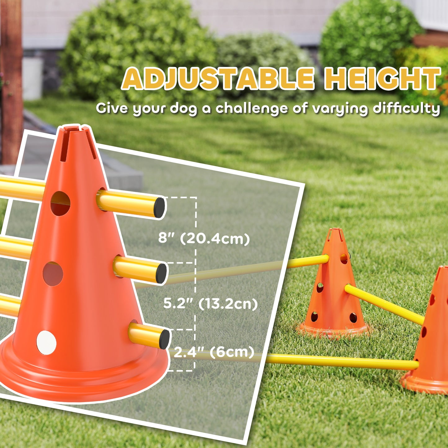 PawHut Dog Agility Equipment Set, 3 PCS Adjustable Height Jumping Obstacles