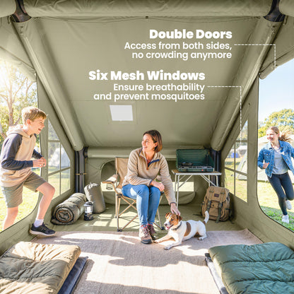 Inflatable Camping Tent with Pump, 2-4 Person Glamping Tent