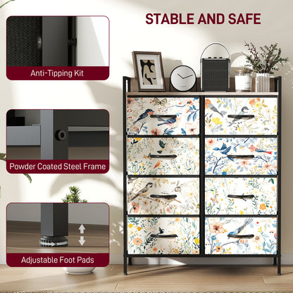 8-Drawer Chest of Drawers, Fabric Dresser, White