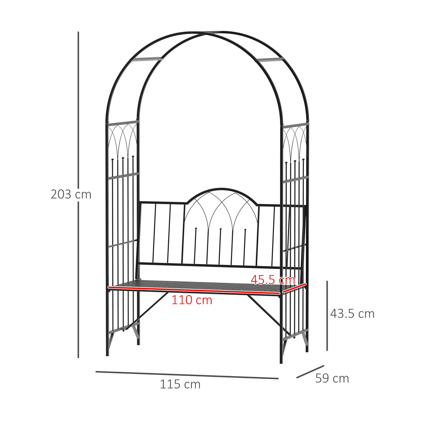 Garden Arch Bench Outdoor Patio Trellis Arbor for Climbing Plant