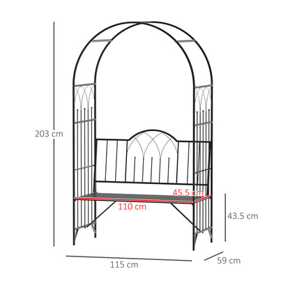 Garden Arch Bench Outdoor Patio Trellis Arbor for Climbing Plant