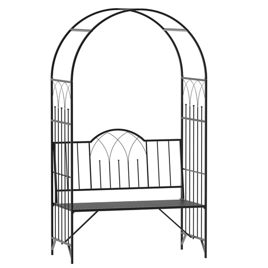 Garden Arch Bench Outdoor Patio Trellis Arbor for Climbing Plant