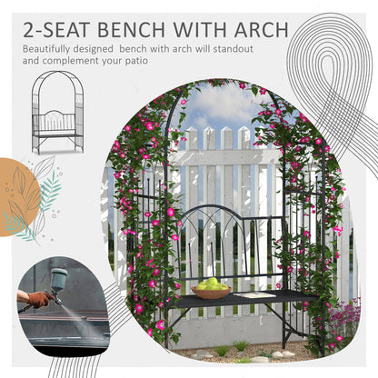 Garden Arch Bench Outdoor Patio Trellis Arbor for Climbing Plant