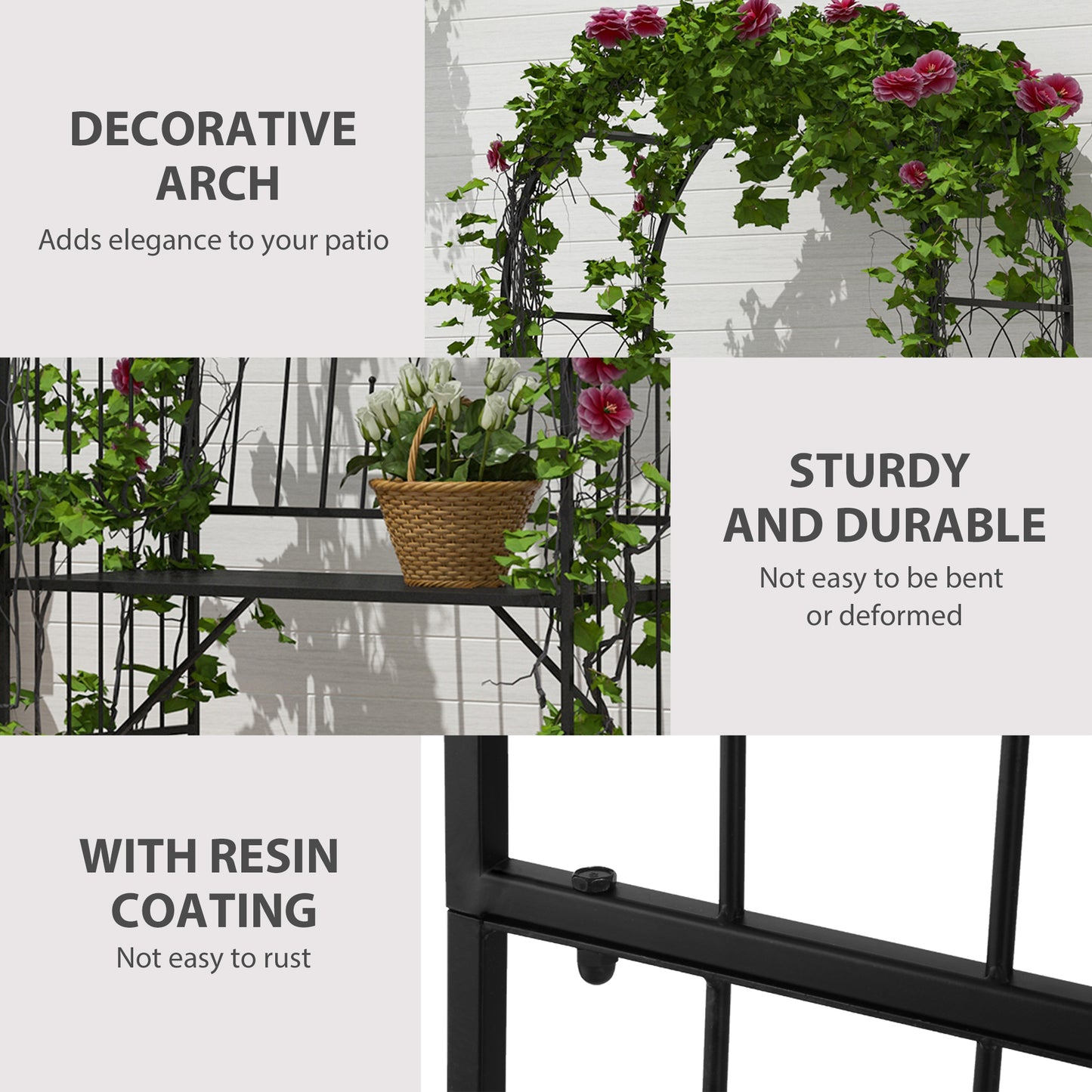 Garden Arch Bench Outdoor Patio Trellis Arbor for Climbing Plant