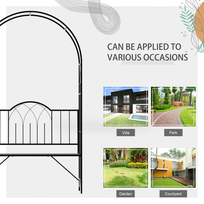 Garden Arch Bench Outdoor Patio Trellis Arbor for Climbing Plant