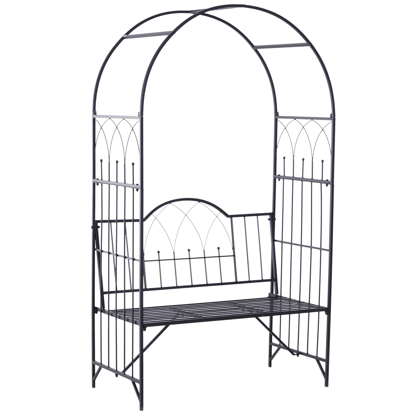 Garden Arch Bench Outdoor Patio Trellis Arbor for Climbing Plant