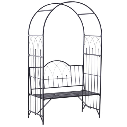 Garden Arch Bench Outdoor Patio Trellis Arbor for Climbing Plant