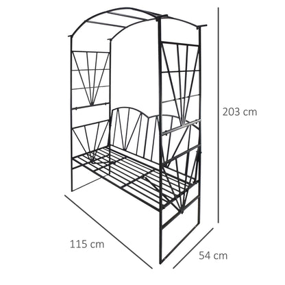 Garden Bench, Metal Garden Loveseat with Arch for Climbing Plants