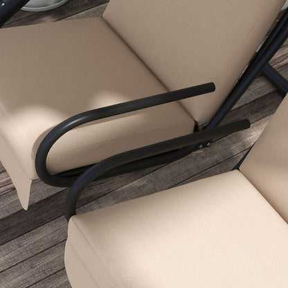 Canopy Swing 2 Separate Relax Chairs w/ Handrails, Cup Holders Beige