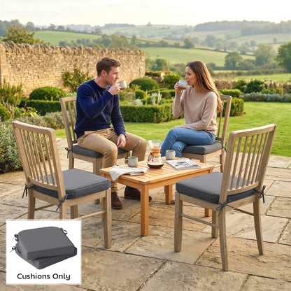 Outdoor Chair Seat Cushions Set of 2, Garden Chair Cushions, Grey