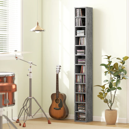 204 CD Storage Tower, Tall Bookcase Bookshelf with 12 Cubes