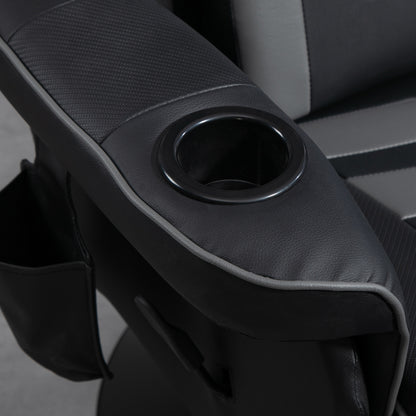 Massage Recliner Chair with Remote, PU Leather Recliner Armchair Grey