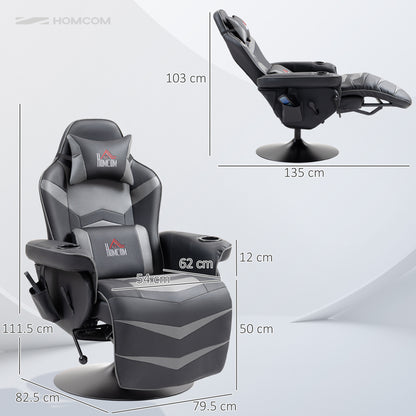 Massage Recliner Chair with Remote, PU Leather Recliner Armchair Grey