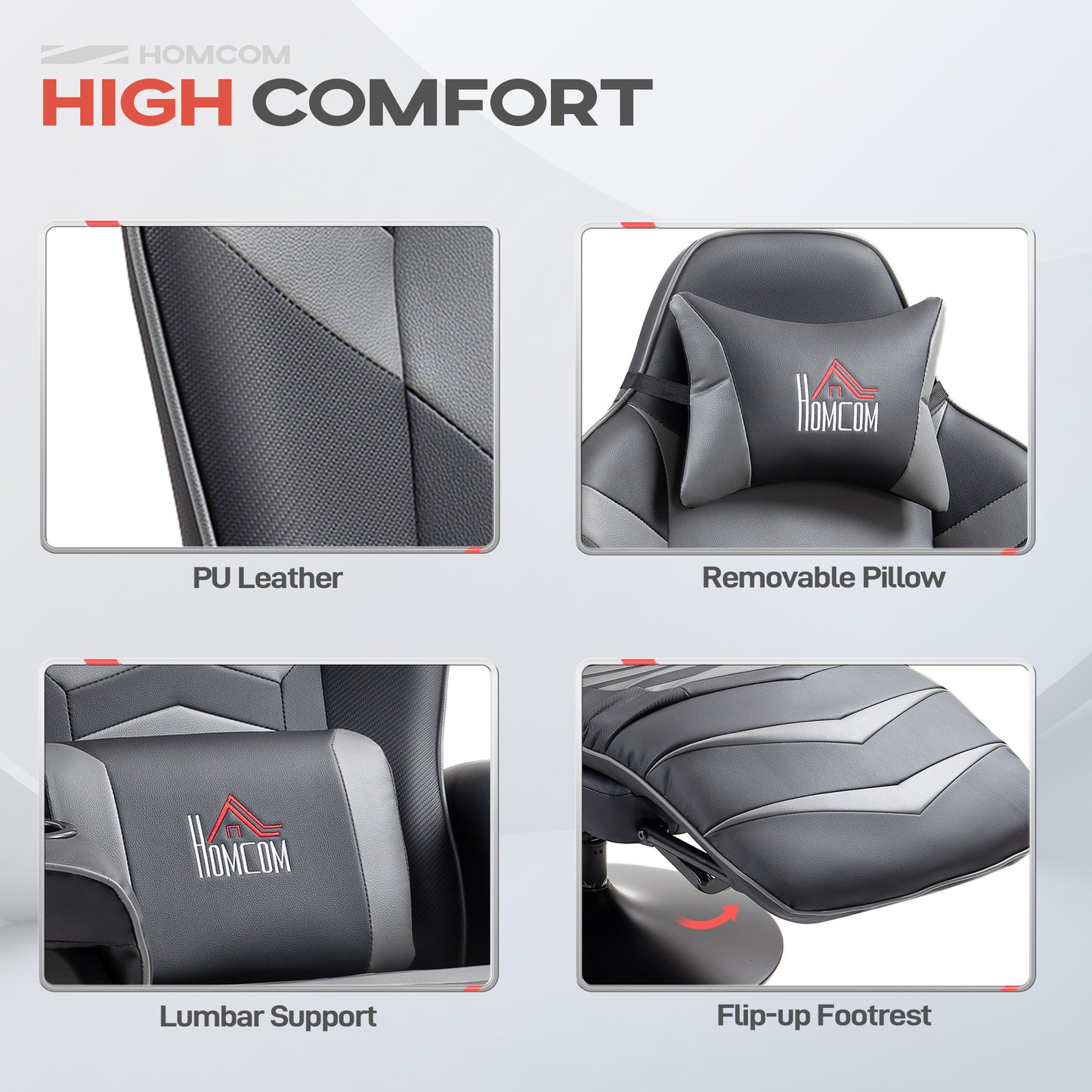 Massage Recliner Chair with Remote, PU Leather Recliner Armchair Grey