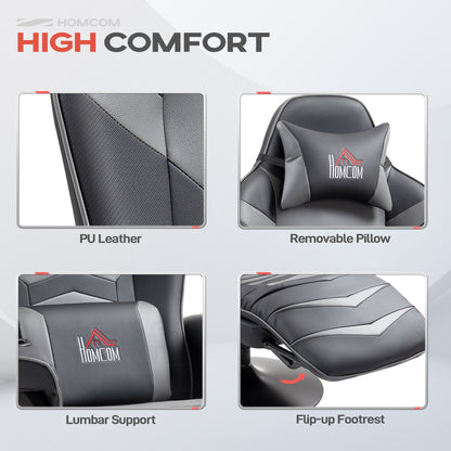 Massage Recliner Chair with Remote, PU Leather Recliner Armchair Grey