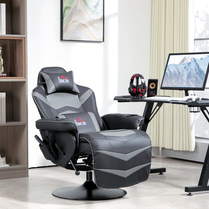 Massage Recliner Chair with Remote, PU Leather Recliner Armchair Grey