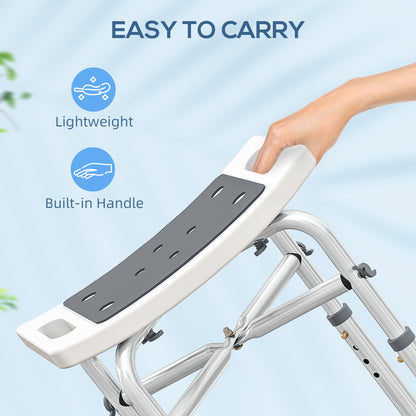 Adjustable Shower Stool with Foot Pads for Elderly Disabled Grey