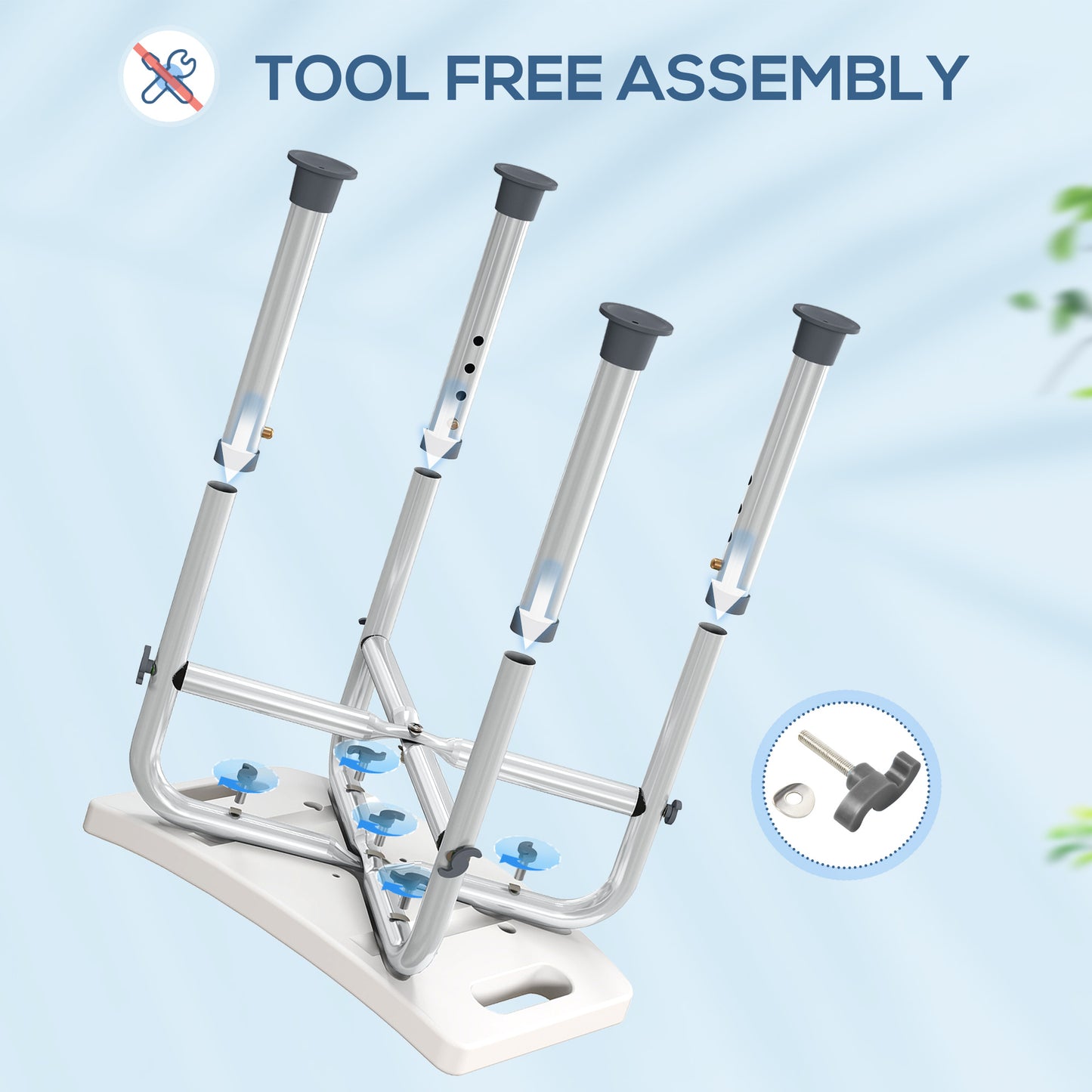 Adjustable Shower Stool with Foot Pads for Elderly Disabled Grey