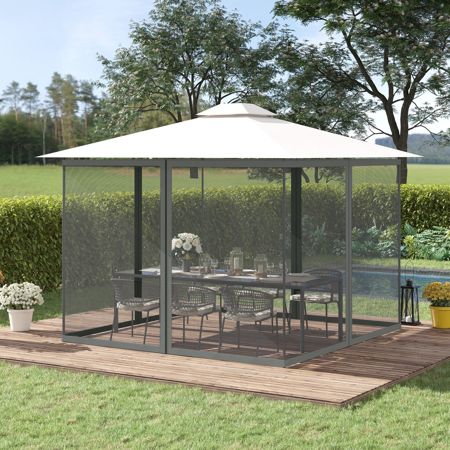 352 x 207cm Universal Replacement Gazebo Mesh Netting Screen Walls
