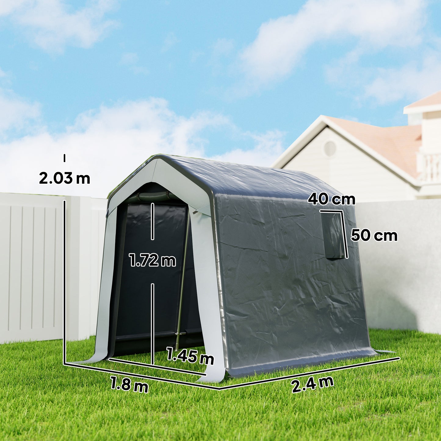 1.8 x 2.4m Portable Storage Shed Heavy Duty Motorbike Shed