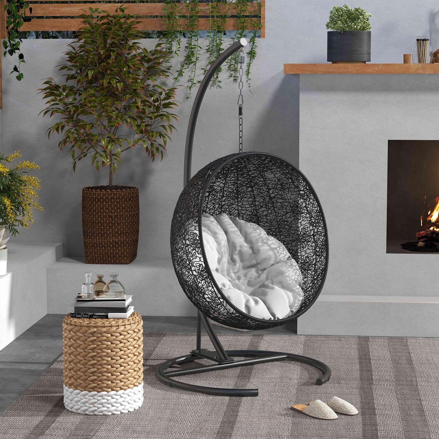 Hammock Chair Stand w/ Round Base, C Swing Stand Only, Black