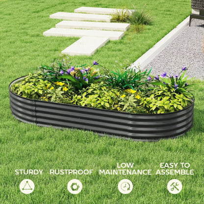Galvanised Raised Garden Bed Planter Box, Dark Grey