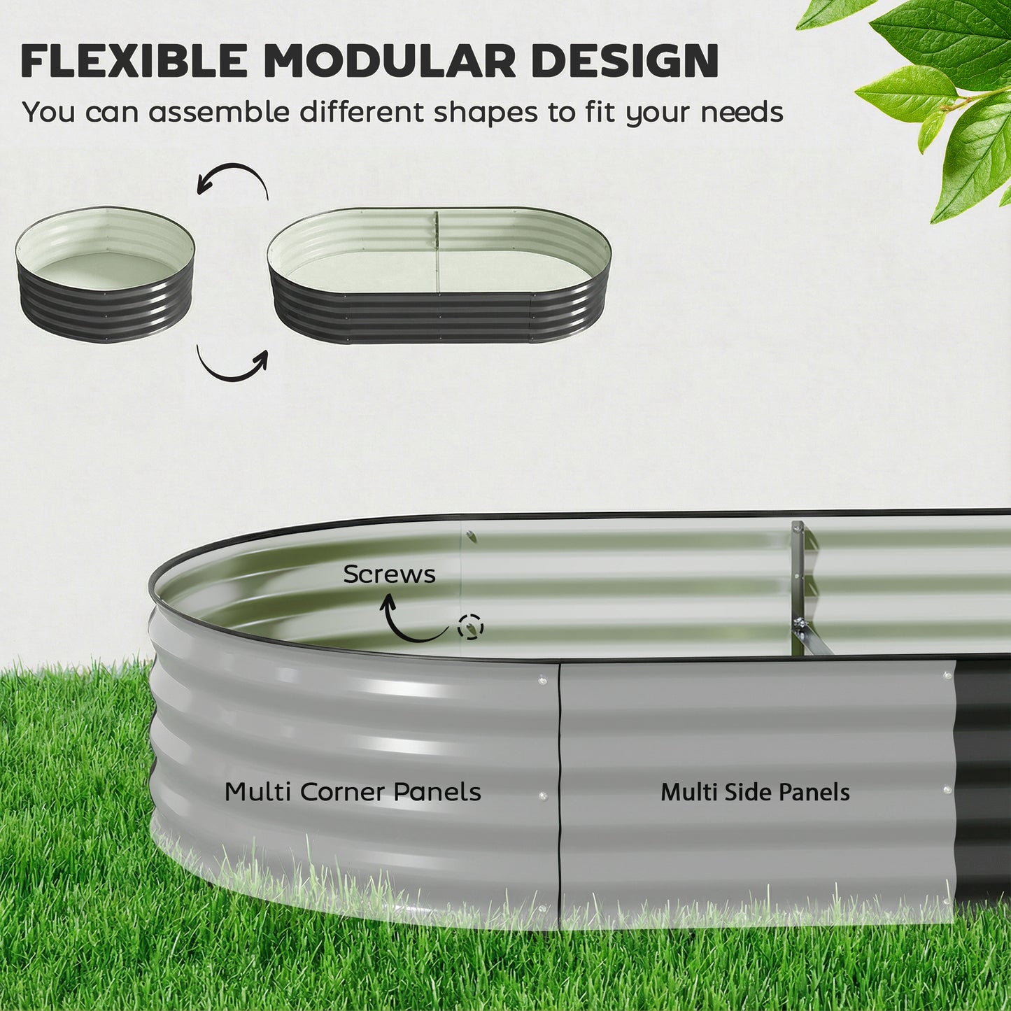 Galvanised Raised Garden Bed Planter Box, Dark Grey