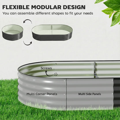 Galvanised Raised Garden Bed Planter Box, Dark Grey