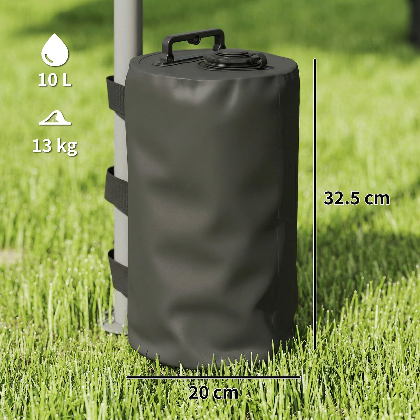Set of 4 Gazebo Water Weights Bags, 500D Sand Weights, Black