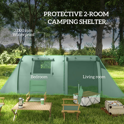 2 Room Camping Family Tent for 3-4 Man, 3000mm Waterproof, Grey