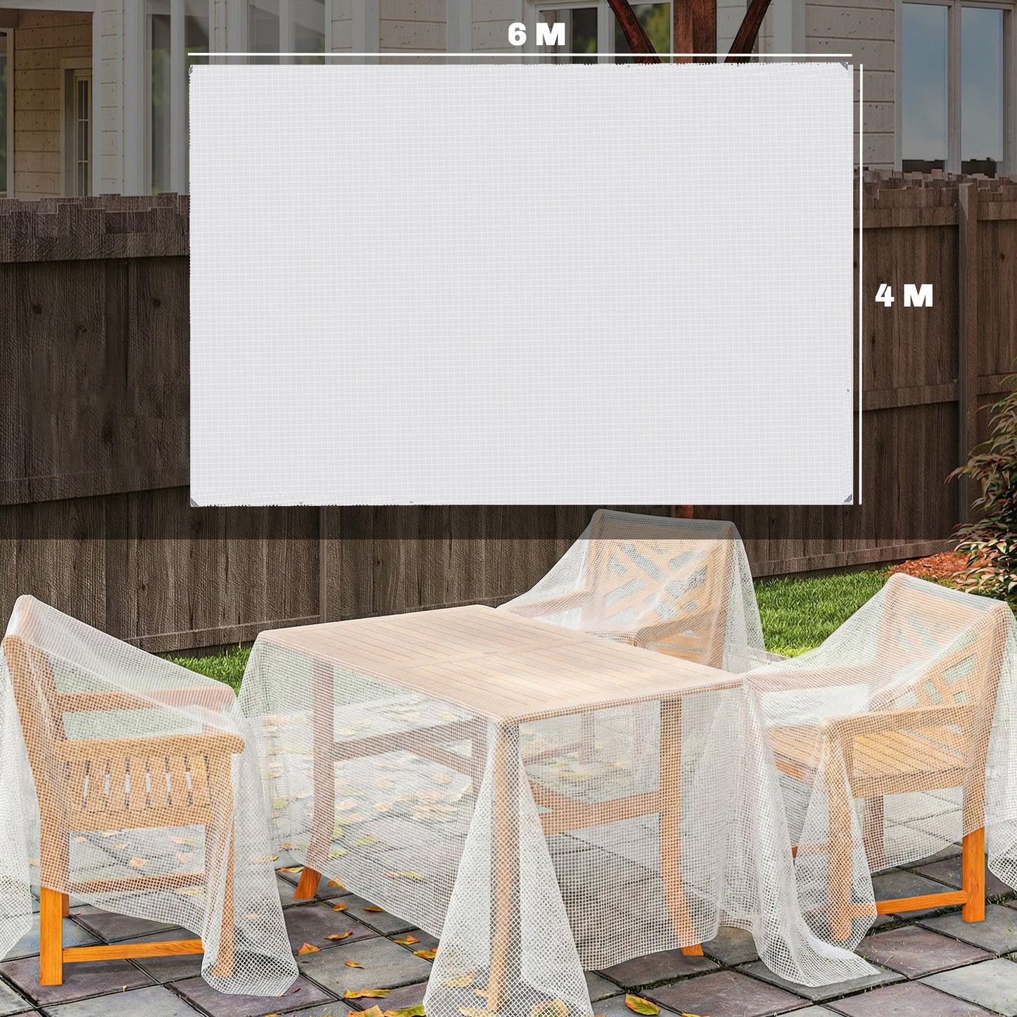 4 x 6m Waterproof Tarpaulin, 140GSM Tear-Resistant PE Tarp