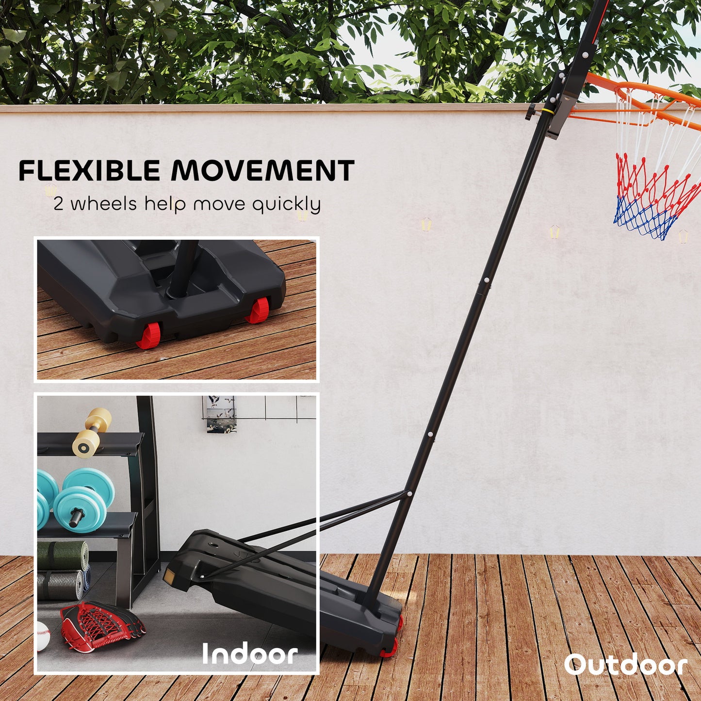 Basketball Hoop, 210-260cm Height Adjustable Basketball Hoop, Red