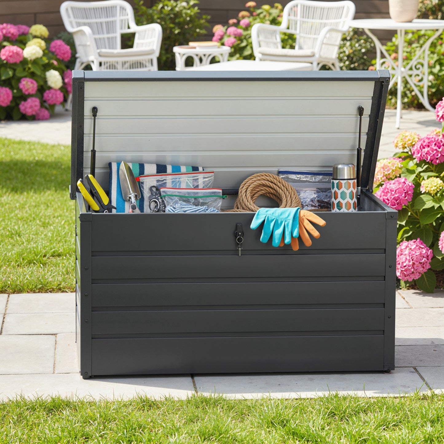 311L Garden Storage Box, Waterproof Outdoor Storage Box for Tools