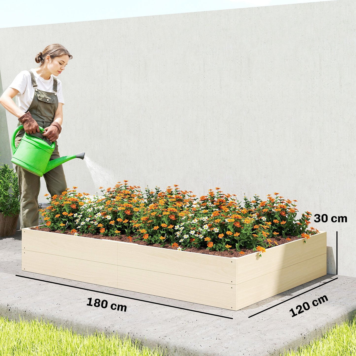 Wooden Raised Bed for Garden, 620L Extra Large Raised Garden Bed
