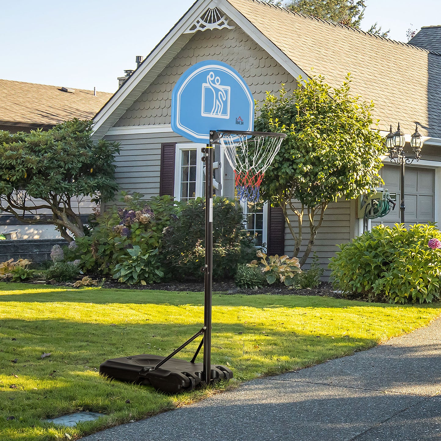 Adjustable Basketball Hoop Stand w/ Wheels and Weight Base Blue