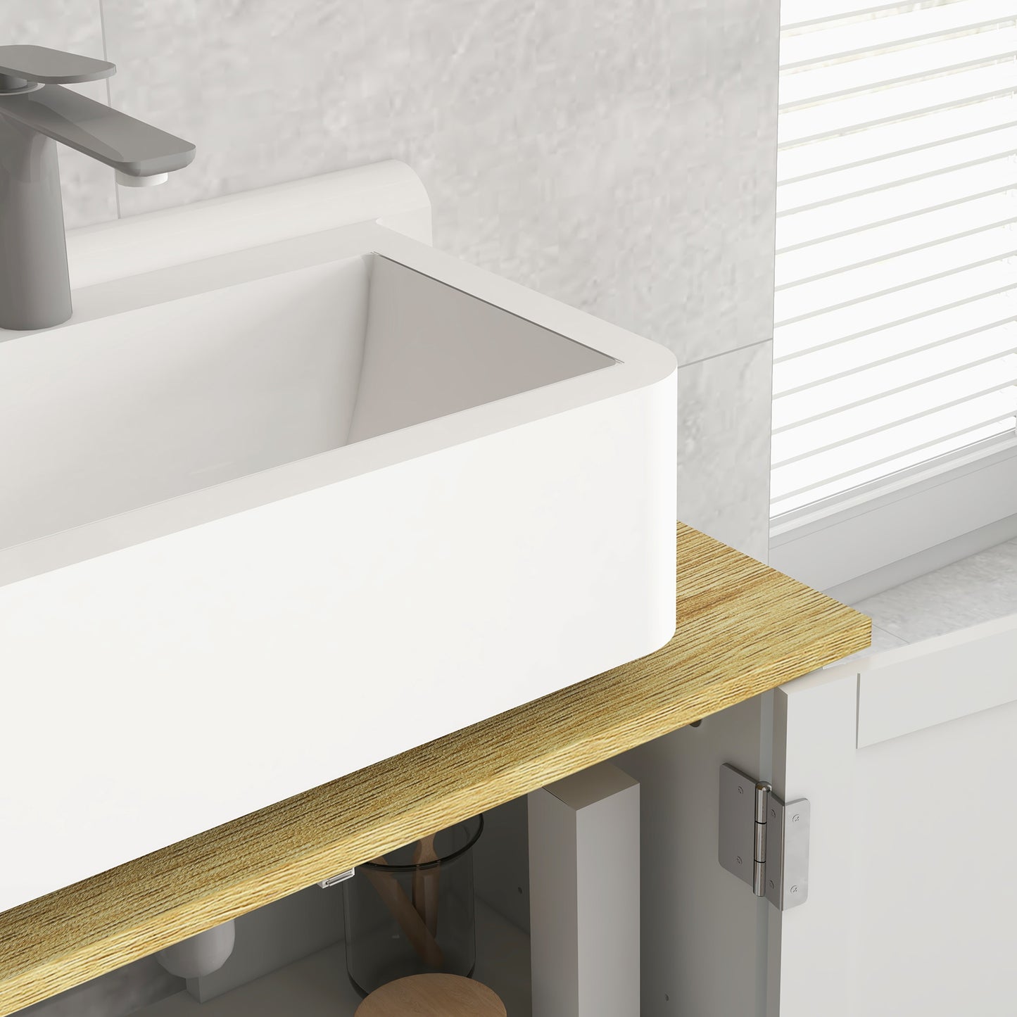 kleankin Bathroom Under Sink Cabinet with Adjustable Shelf, White