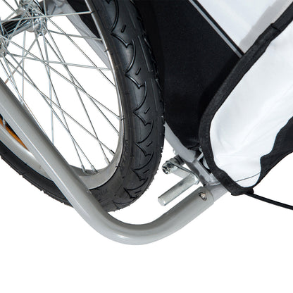 Collapsible Bike Trailer 2-Seater for Baby Bicycle with Pivot Wheel Suitable For 18 Month + Child(Black and White)