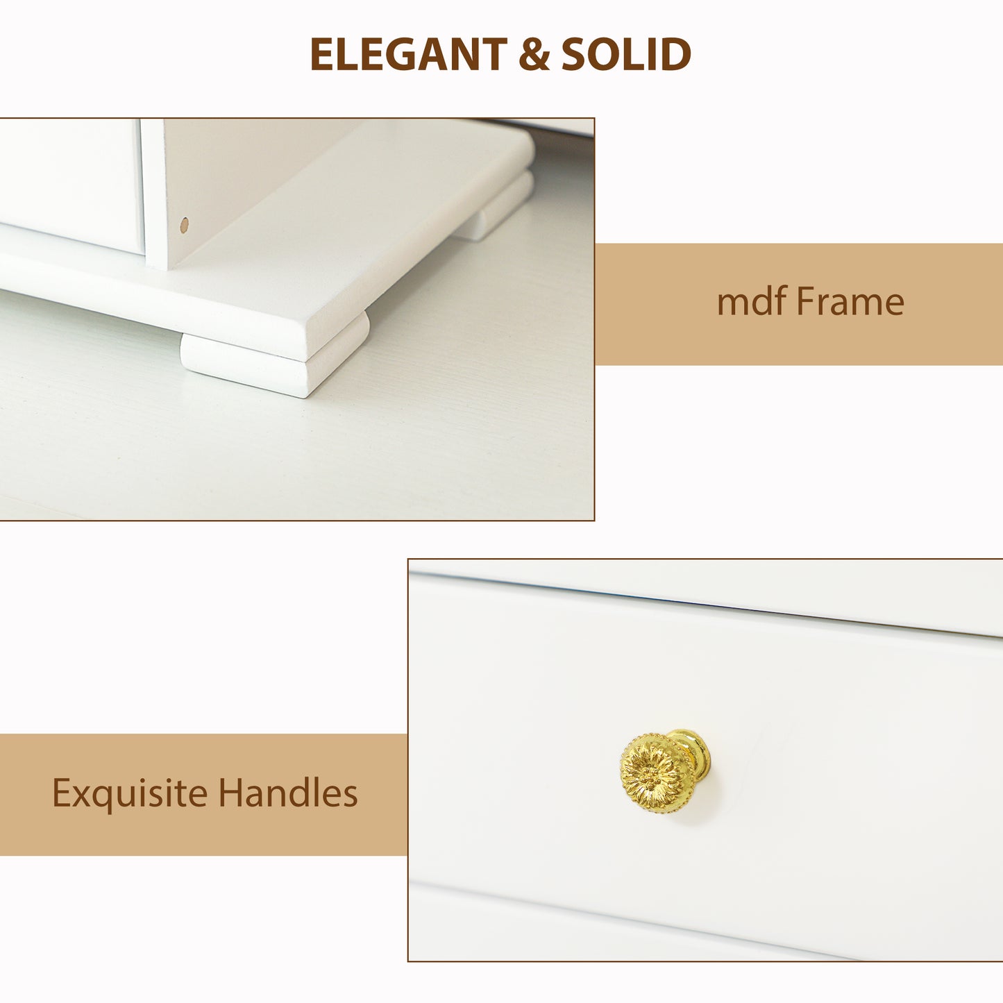 4-Tier Large Jewellery Box with Mirror and 2 Drawers, White