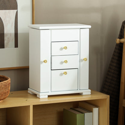 4-Tier Large Jewellery Box with Mirror and 2 Drawers, White
