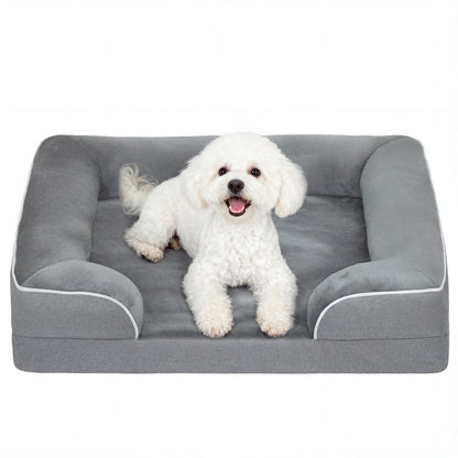 Dog Sofa Bed, Washable Pet Bed with Non-Slip Bottom, Grey