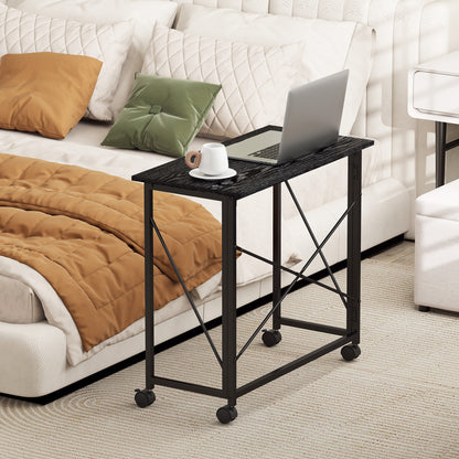 Folding Desk on Wheels, Writing Table for Home Office, Black