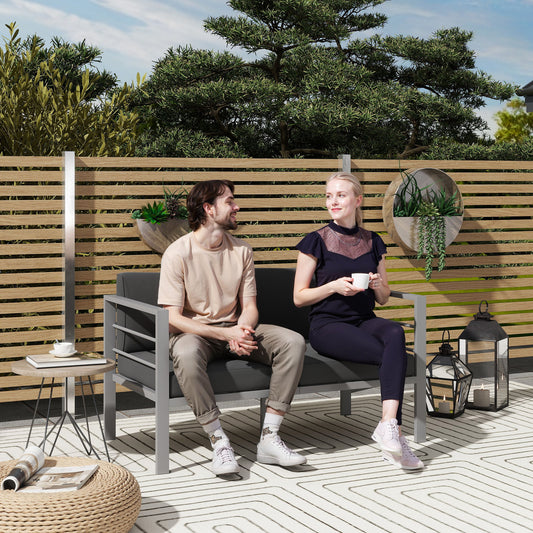 All-Weather Garden Loveseat with Removable Cushions, Charcoal Grey