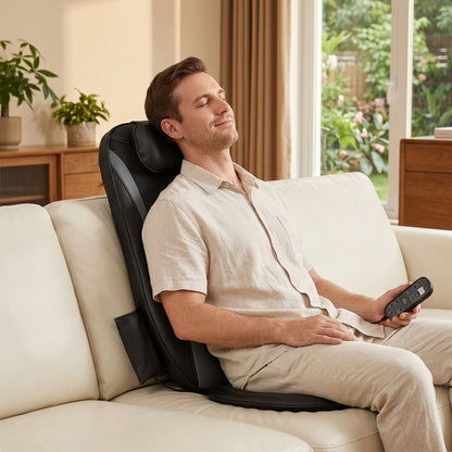 Back Massager with Heat, Deep Tissue Kneading Massage Chair with 3-Level Seat Vibration, Massage Chair Pad for Back Pain, Home Office Use, Gifts for Men and Women