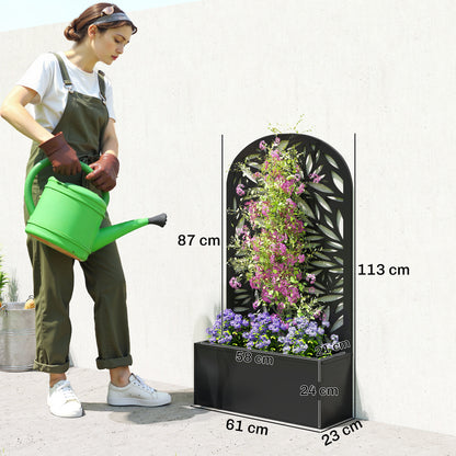 Metal Raised Garden Bed with Trellis, Outdoor Elevated Planter Box