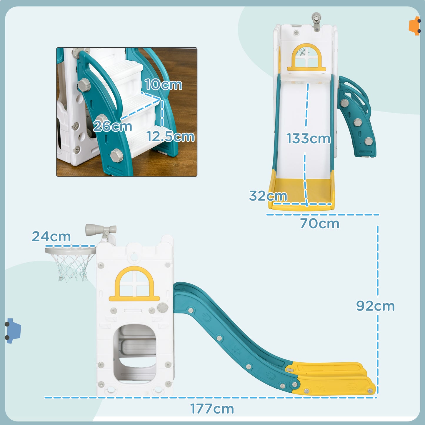 4 in 1 Kids Slide for Indoor Use, for Toddlers 1-3 Years, Yellow