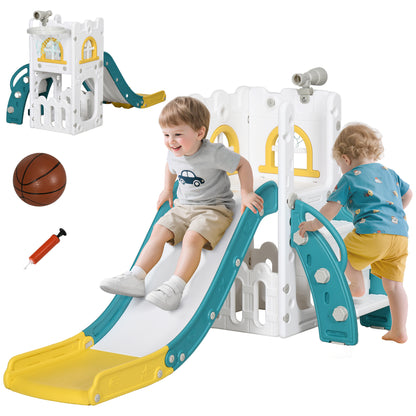 4 in 1 Kids Slide for Indoor Use, for Toddlers 1-3 Years, Yellow