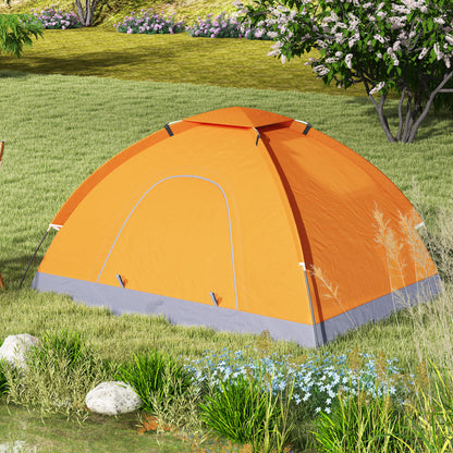 Camping Tent for 2 Person Dome Tent w/ Storage Pocket Orange