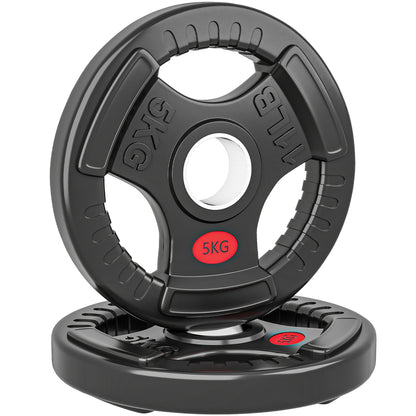 2 x 5kg Olympic Weight Plates, Weight Plate Discs with Tri-Grips