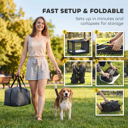 Collapsible Dog Crate Portable Pet Travel Carrier 76 x 54 x 54 cm